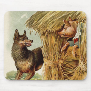 Drei kleine Schweine Böser Wolf, Vintage Märchen Mousepad