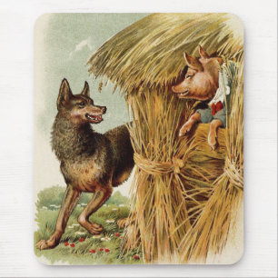 Drei kleine Schweine Böser Wolf, Vintage Märchen Mousepad