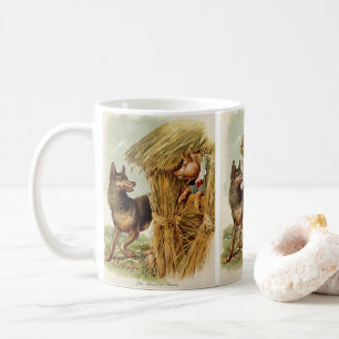 Drei kleine Schweine Böser Wolf, Vintage Märchen Tasse