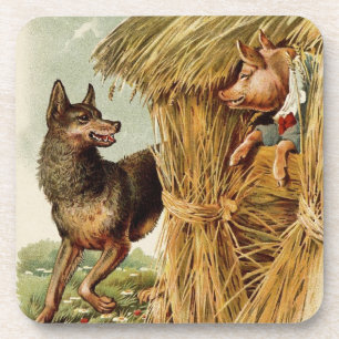 Drei kleine Schweine Böser Wolf, Vintage Märchen Untersetzer