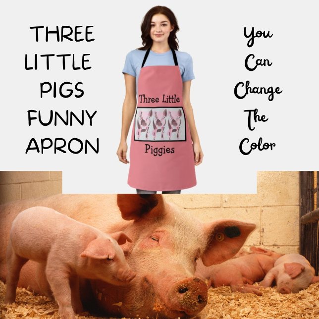 Drei kleine Schweine Funny Kitchen Schürze (Cute Nursery Rhyme in Pink)