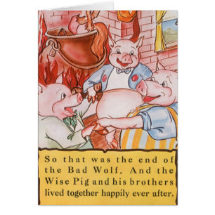 Drei kleine Schweine kochen Wolf, Vintage Märchen