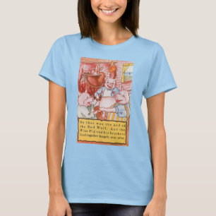 Drei kleine Schweine kochen Wolf, Vintage Märchen T-Shirt