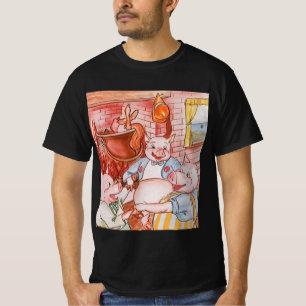 Drei kleine Schweine kochen Wolf, Vintage Märchen T-Shirt