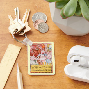 Drei kleine Schweine Kochwolf, Vintages Märchen Schlüsselanhänger