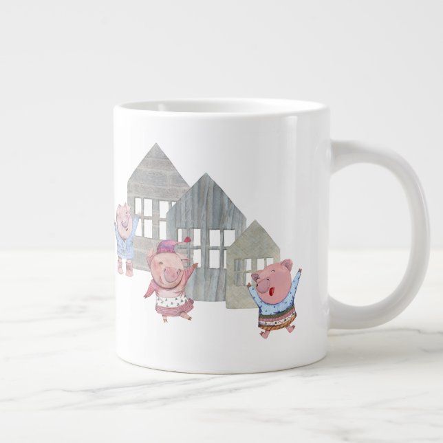 Drei kleine Schweine mit ihren Häusern Jumbo-Tasse (Rechts)