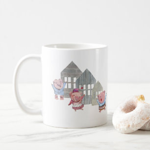 Drei kleine Schweine mit ihren Häusern Kaffeetasse