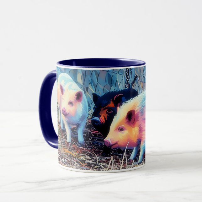 Drei kleine Schweine Pop Art Farm Style Tasse Cup (Vorderseite Links)