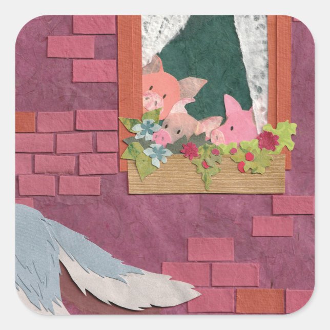 Drei kleine Schweine Quadratischer Aufkleber (Vorderseite)