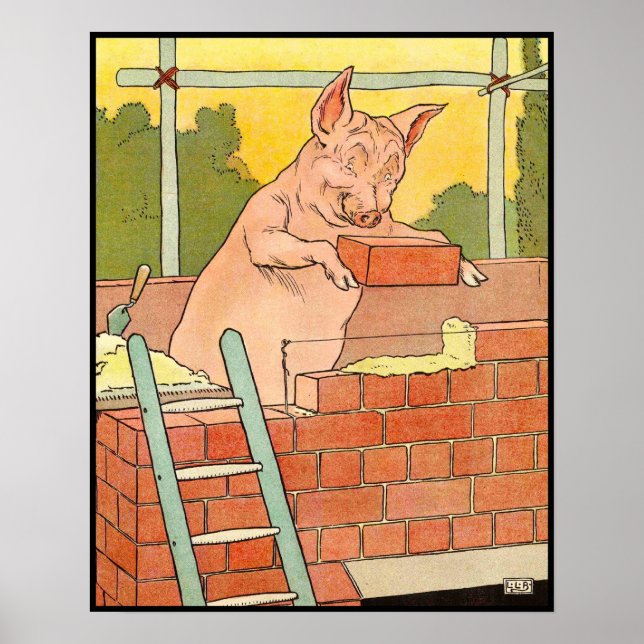 Drei kleine Schweine: Steine zum Bau eines Hauses Poster (Vorne)