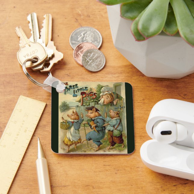 Drei kleine Schweine Vintage Märchen Schlüsselanhänger (Schreibtisch)