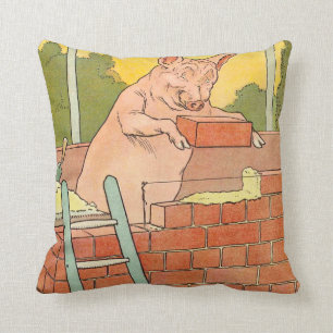 Drei kleine Schweine: Ziegel zum Hausbau Kissen