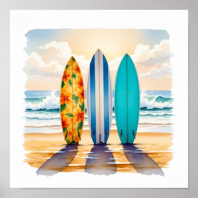 Drei kleine Surfbretter Poster (Vorne)