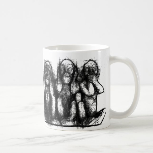 Drei kluge Affe-Skizze-Tasse Kaffeetasse (Rechts)
