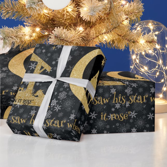 Drei kluge Männer Gold Black Christmas Wrapping Pa Geschenkpapier (Feiertage)