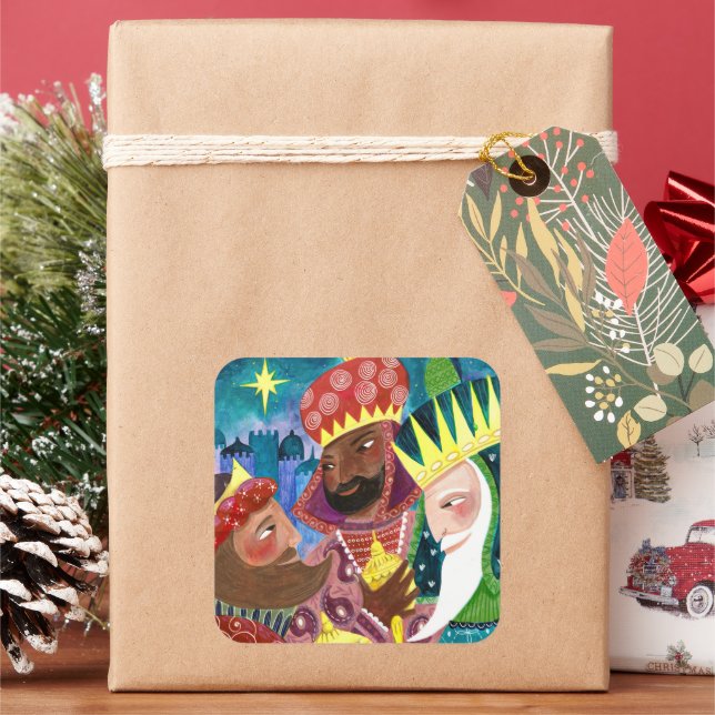 Drei kluge Männer religiöser Weihnachtsfeiertag Quadratischer Aufkleber (Feiertag)