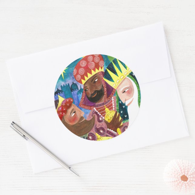 Drei kluge Männer religiöser Weihnachtsfeiertag Runder Aufkleber (Umschlag)