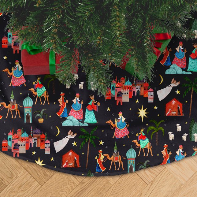 Drei kluge Männer Weihnachtsfeiertag Polyester Weihnachtsbaumdecke (Three Wise men Christmas Holiday Brushed Polyester Tree Skirt)