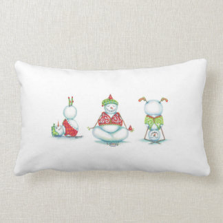 Drei kluges Yoga-Schneemänner Weihnachtskissen Lendenkissen