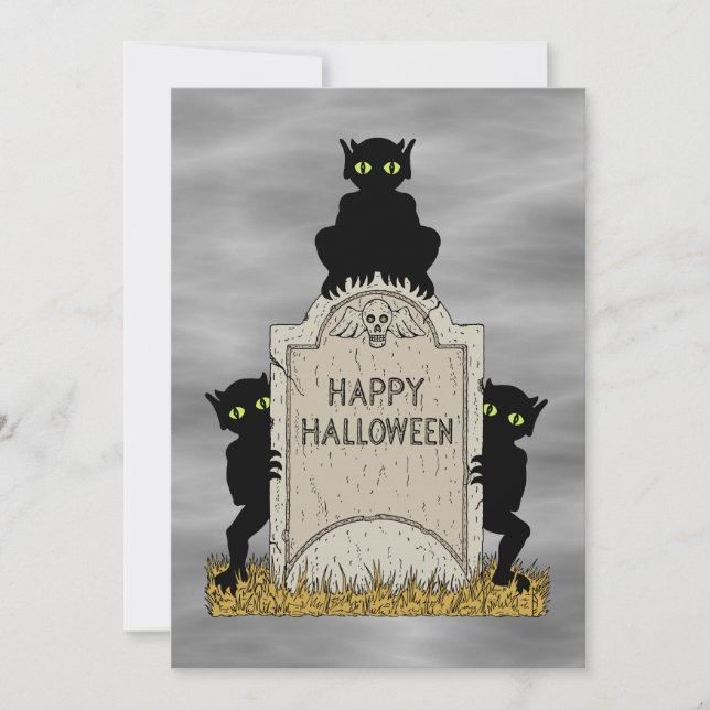 Drei Kobolde Frohes Halloween Einladung (Vorderseite)