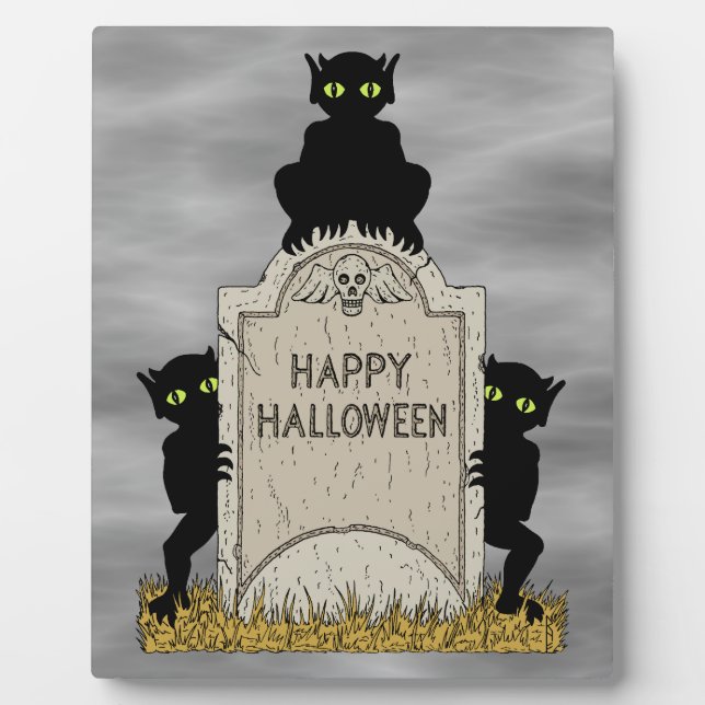 Drei Kobolde Frohes Halloween Fotoplatte (Vorderseite)