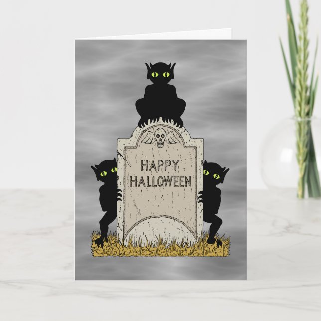 Drei Kobolde Frohes Halloween Karte (Vorderseite)