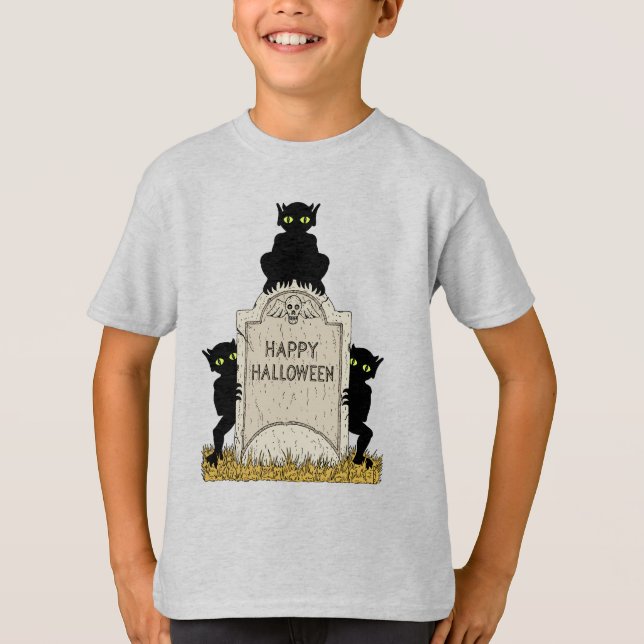 Drei Kobolde Frohes Halloween T-Shirt (Vorderseite)