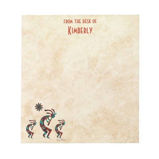 Drei Kokopelli spielen Flute Notizblock (Vorderseite)