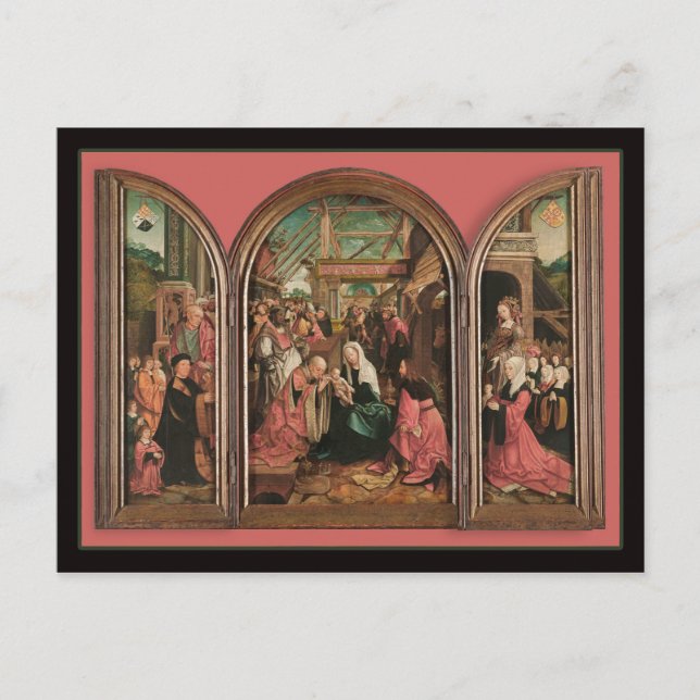 Drei Könige beten Baby Jesus Postkarte (Vorderseite)