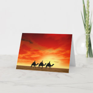 Drei Könige und roter Sonnenuntergang Karte