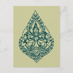 DREI KOPF BUDDHA PRAYING LAO, THAI & CAMBODA POSTKARTE