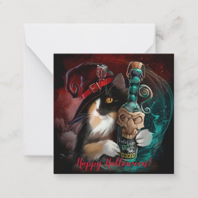 Drei-köpfige Katzenassistent und eine Flasche Vale Mitteilungskarte (Vorderseite)