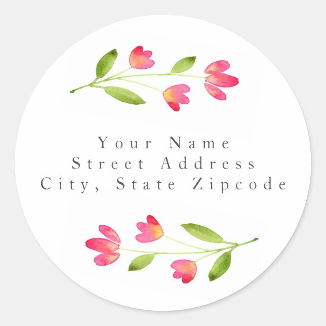 Drei korallenrosa Aquarellsteine Blume Runder Aufkleber (Vorderseite)