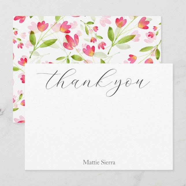 Drei Korallenrosa-Muster Dankeskarte (Vorne/Hinten)