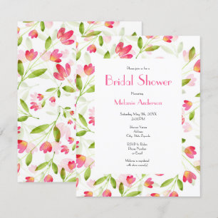 Drei Korallenrosa Wasserfarben-Blume Muster Einladung
