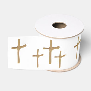 Drei Kreuze von Calvary im Golden Palm Blätter Kun Ripsband