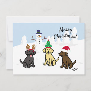 Drei Labradoren und Snowman Weihnachten