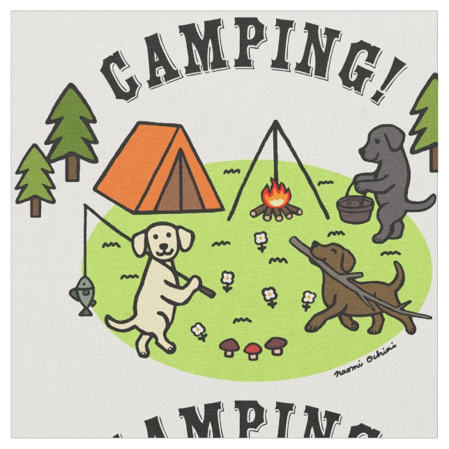 Drei Labradors Camping Fabric Stoff (Nahaufnahme)