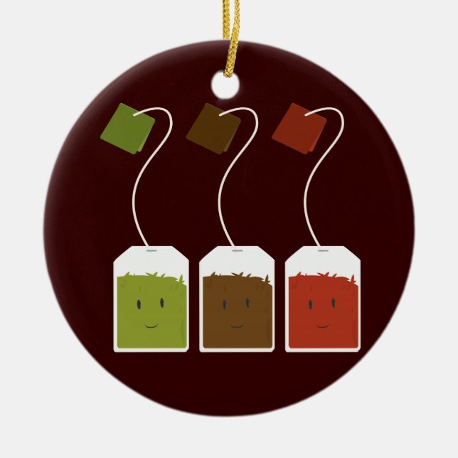 Drei lächelnde Teebeutel Keramik Ornament (Vorne)