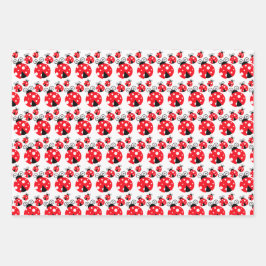 Drei Ladybugs Design Wrapping Paper Sheets Geschenkpapier Set