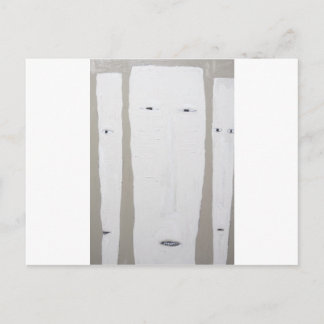 Drei lange Gesichter (naiver Expressionismus) Postkarte