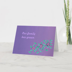 Drei lila Blumen Adoption Announctions Cards Einladung