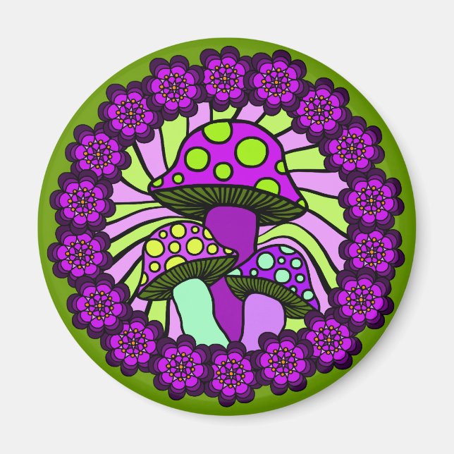 Drei Lila Mushrooms Magnet (Vorne)