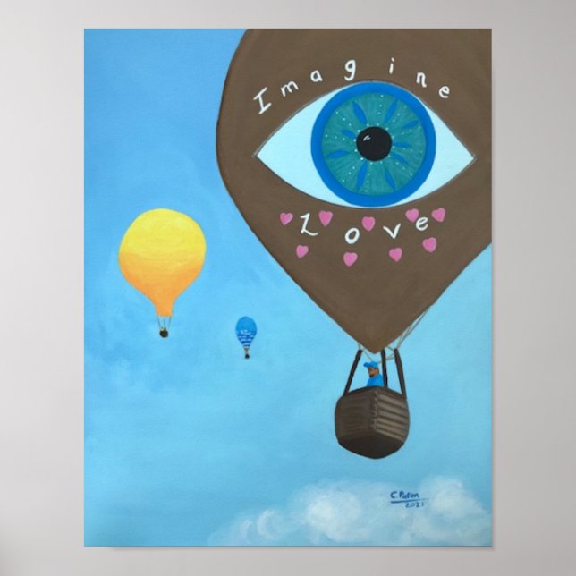 Drei Luftballons stellen sich Liebe-Poster vor Poster (Vorne)