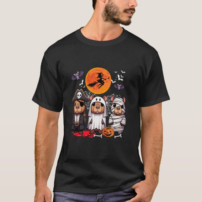 Drei lustige Capybaras Kostüm Pirate Boo Mummy Hal T-Shirt (Vorderseite)