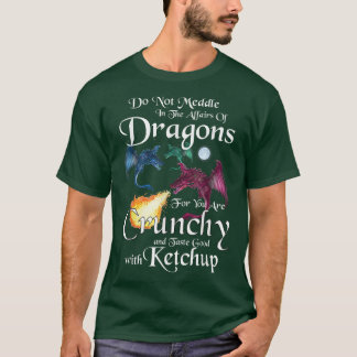 Drei lustige Drachen mit dem Mond und Flammen für  T-Shirt