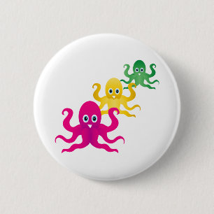 Drei lustige Oktopoden Button