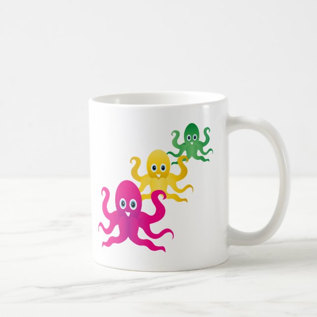Drei lustige Oktopoden Kaffeetasse (Rechts)