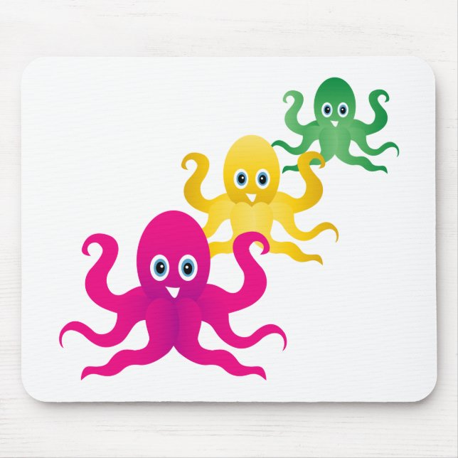 Drei lustige Oktopoden Mousepad (Vorne)