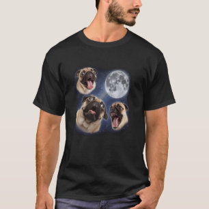 Drei lustige Pug-Mond 3 Heulen bei Mond Lustig Sel T-Shirt